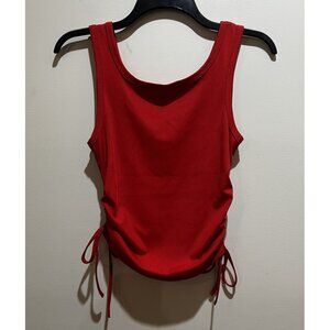 Shein Tank Crop Top Red Ribbed ~ Size Medium